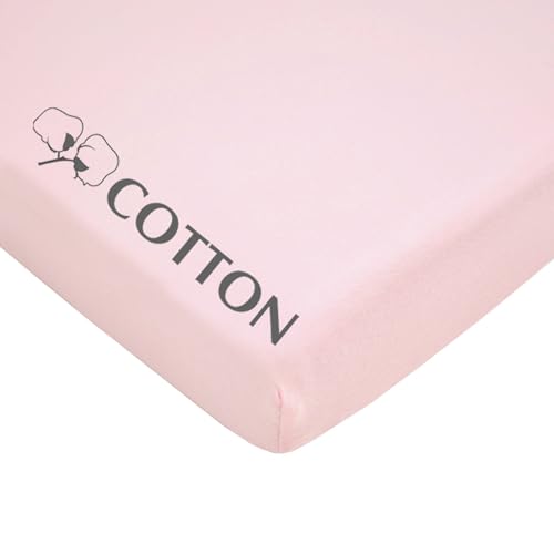 Image of American Baby Company 100% Natural Cotton Fitted Pack and Play Sheet 39 inch x 27 inch - Soft & Breathable Pack N Play Sheet for Playpen, Playard & Mini Crib Mattress, Pink, for Boys & Girls