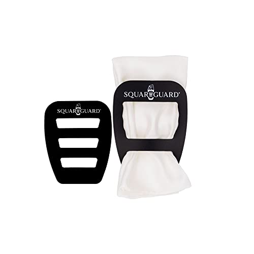 SquareGuard Pocket Square Holder (Variety 2-Pack) + Solid Silk White Pocket Square Set