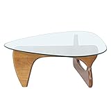 Glass Coffee Table for Living Room, Vintage Glass end Table, Table Solid Wood Base, and Triangle...