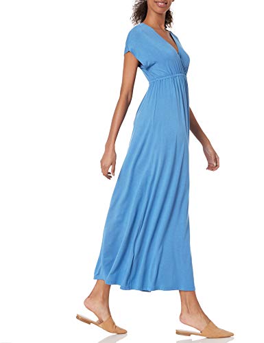 Image of Amazon Essentials Women's V Neck Short Sleeve Waisted Maxi Dress (Available in Plus Size)