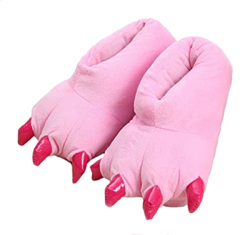 ZKomoL Pantoufles unisexe en peluche douce pour la maison - Costume de patte - Rose - Taille L Cover