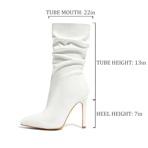 Women'S Patent Leather Stiletto Mid-Calf Booties Sexy Pointed Toe Side-Zip Fashion High Heels Ankle Boots For Office Party Soft Non-Slip Dress Boots3