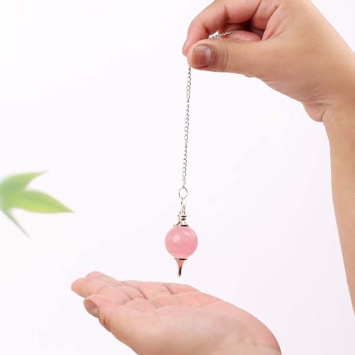Image of Original Rose Quartz Crystal Stone Ball Pendulum | Natural Love Stone Dowsing Pendulum Meditation Tool | Healing Crystal for Reiki, Chakra Balancing & Feng Shui | Vastu Decorative Item for Home