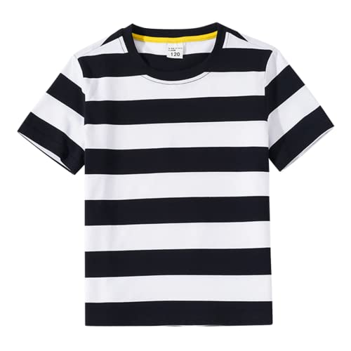 DINGDONG'S CLOSET Kid Boy Girl Summer Crewneck Cotton Casual Striped Short Sleeve Tshirt