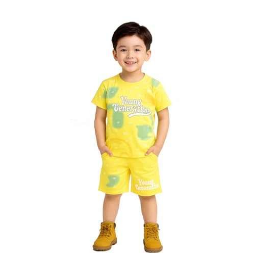 Image of Kidbea Kids Cotton T-Shirt and Shorts Set | Soft Breathable Co-Ord Outfit for Boys | Trendy & Stylish Summer Wear | Boys Clothing Set
