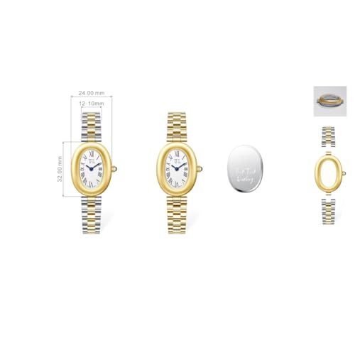 Image of Elliora Women's Luxury Gold Oval Watch | Elegant Stainless Steel Bracelet | Waterproof Fashion Business Dress Watch for Women | 32mm Dial - Gold