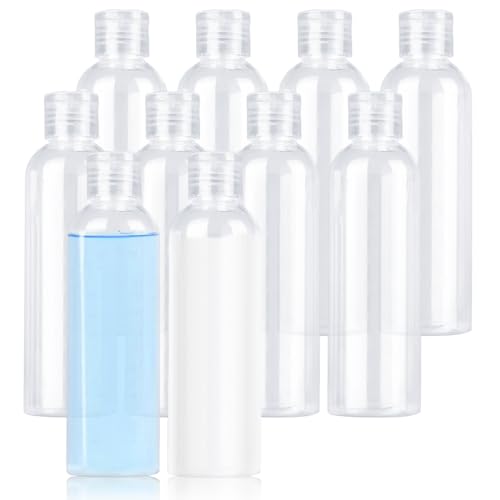 10 Piezas Frascos Viaje Avion 100ml, Botes Rellenables Viaje, Juego de Botellas de Viaje, Botes de Viaje Avion 100ml Transparentes, para Champú, Acondicionador, Loción