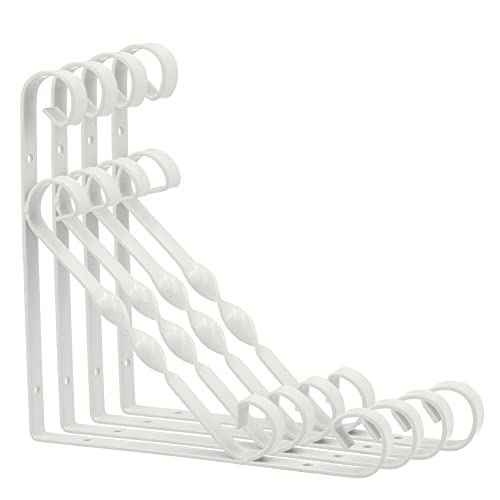 FUSIYU Regalhalterungen, 4 Stück, Wandhalterung, hohe Widerstandsfähigkeit, dreieckige Halterungen aus Eisen, platzsparend, Heimdekoration, 150 x 150 mm, Weiß Cover