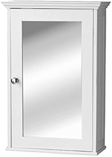 Premier Housewares Bathroom Storage Wall Cabinet MDF Wall Mounted Bathroom Storage Cabinet with Bathroom Shelf White Bathroom Organizers and Storage, H53 x W34 x D15cm
