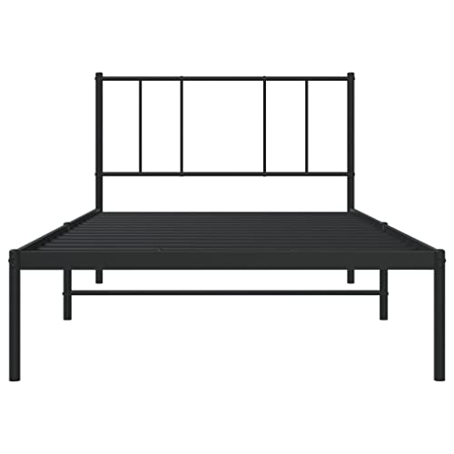 Mobili Bettgestell mit Kopfteil aus Metall, Schwarz, 75 x 190 cm, Bettrahmen, Rahmen, Rahmen, modernes Bett, Struktur für Wohnzimmer, Schlafzimmer – Bild 7