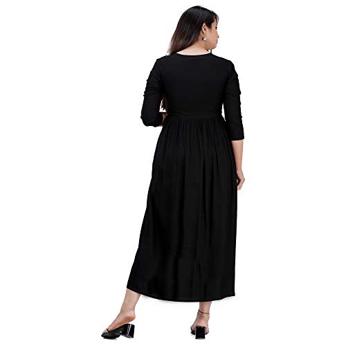Image of Women's Rayon Embroidery Work Flared Kurta