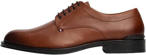 Tommy Hilfiger Zapatos Derby Hombre Corporate de Piel, Marrón (Winter Cognac), 46