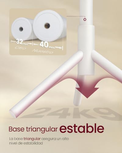 Miniatura 4 de Vasagle Perchero De Pie, Perchero De Madera Maciza, Perchero En Forma De Árbol, 8 Ganchos, 3 Alturas Ajustables, Para Ropa, Sombrero Y Bolso, Para Salón, Dormitorio Y Oficina, Blanco Rcr04wt