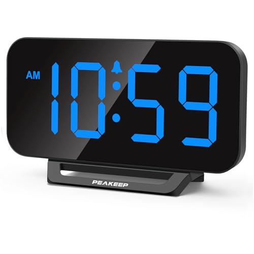 Peakeep Small Digital Alarm Clock for Bedrooms, Loud for Heavy Sl...