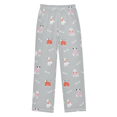 CaTaKu Boys Funny Dogs Husky Pants for Boys Girls Wide Leg Sweatpants Kids Long Bottoms with Pockets Size 6-14Y