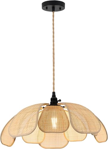 Image of Hanging Lamps Light | Pendant Lamp | Pendant Lamps | Bamboo Lamps for Cafe | Rattan Ceiling Lamps | Bamboo Hanging Lampshade (Flower Design)