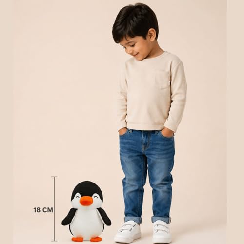 Image of Black Penguin 18cm | Ultra Soft Plush Stuffed Toy | Cute Hugging Pillow | Gift for Kids Boys Girls