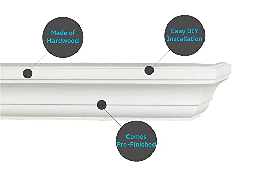 Mantelsdirect 60 Inch Floating Fireplace Mantel Wood Shelf In White - Colton From Mantels Direct | Wooden Rustic Wall Shelf Perfect For Décor And Electric Fireplaces #TOP6