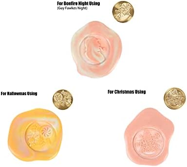 WMLBK Wax Seal Kit-Wax Seal Warmer Melting Spoon+Wax Seal Stove Pot+Wood Handle+Three Festival's Stampers-Wax Seal Warmer Melting Kit For Bonfire Night,Halloween,Christmas
