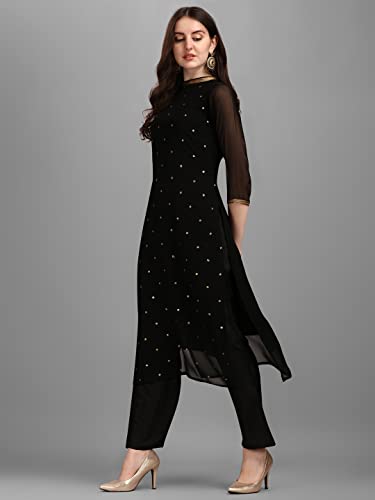Image of Hritika Women Faux Georgette Sequin Pattern Straight Kurta set (Hrkb0070 Parent)