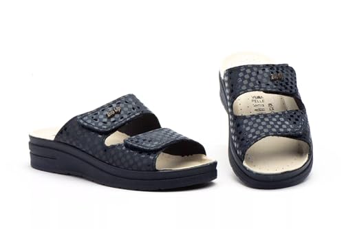 Genérico S780 Sandalia de piel anatómica con dos correas, cierre de gancho y bucle, planta confort (Negro, Sistema tallas calzado EU, Adulto, Mujer, Números, mediano, 38)