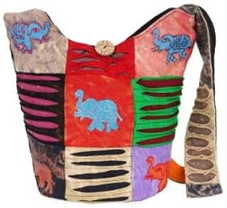 OMA Multi Color Hobo Boho Cotton Ripped Razor Cut Sling Cross Body Messenger Shoulder Bag