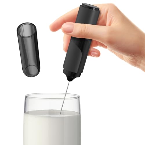 Batidora eléctrica para leche – Batidora de espuma fría con tapa, accesorio multifunción para espuma, batidos de proteínas, leche artística y chocolate caliente