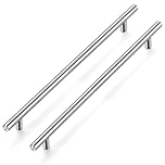 Ravinte 5 Pack Kitchen Cupboard Handles - Brushed Nickel Wardrobe & Bathroom Handles - 256mm Hole Center T Bar Drawer Pulls