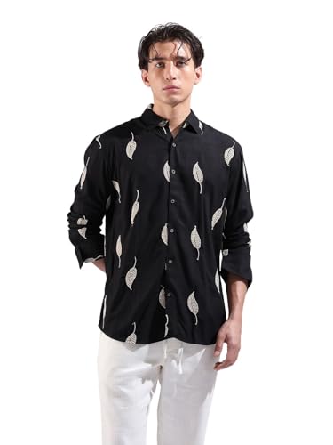 Chemise Resortwear homme noire coupe ample pour des vacances élégantes XL