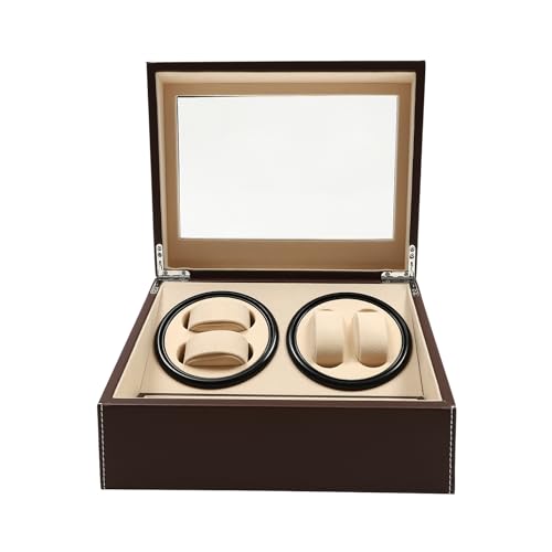 LSYSGSB Watch Winder for Automatic Watches, 4 Automatic Watches with 6 Watches Storages, PU Leather Styling Automatic Watch Winder