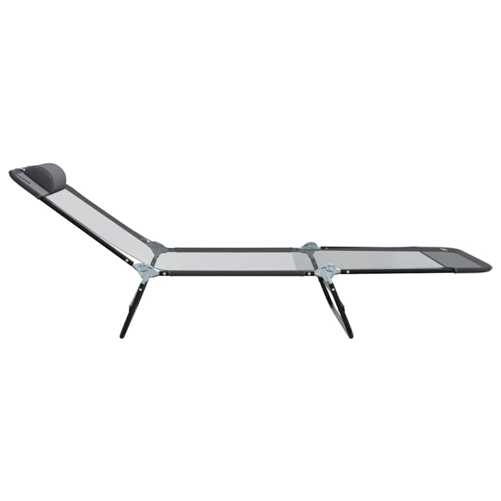 Klappbare Sonnenliege Grau mit Textilene Bezug 182 x 55 x 85,5 cm, verstellbare Rückenlehne, faltbar und wetterfest für Garten, Terrasse, Balkon, ergonomisch und komfortabel