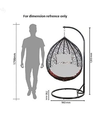Image of Single Seater Swing Chair with Stand and Cushion Hammock Swing for Adult Outdoor Indoor Garden Living Room Balcony Hanging Chair (Brown)