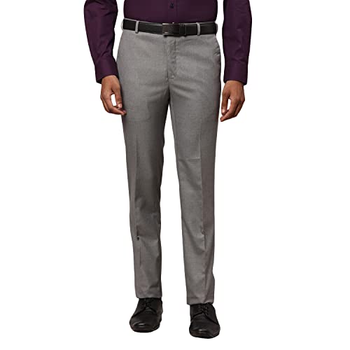 Image of Raymond Men's Polyviscose Blend Structure Pattern Slim Fit Flat Front Formal Trouser