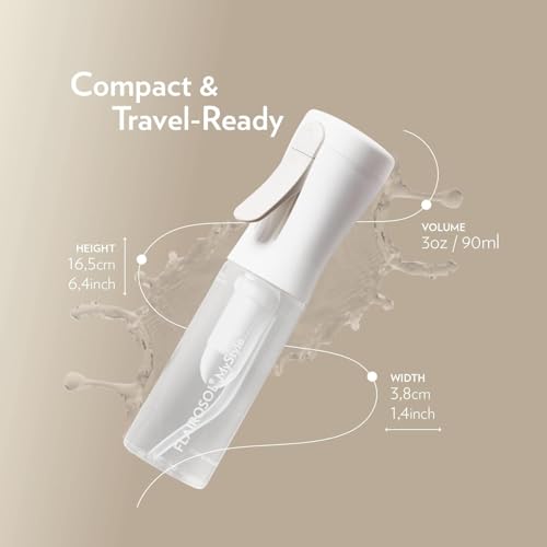 FLAIROSOL Spray Bottle for Hair - Ultra Fine Continuous Water Mister for Hairstyling, Cleaning, Plants - White, 90ML
