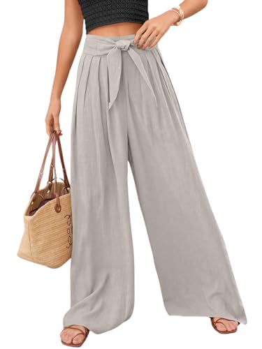 Image of Leriya Fashion High Waist Palazzo Pants for Women | Poly Cotton Wide Leg Trouser Pants for Women | Relaxed Fit Pleated Trousers for Casual & Semi-Formal Wear