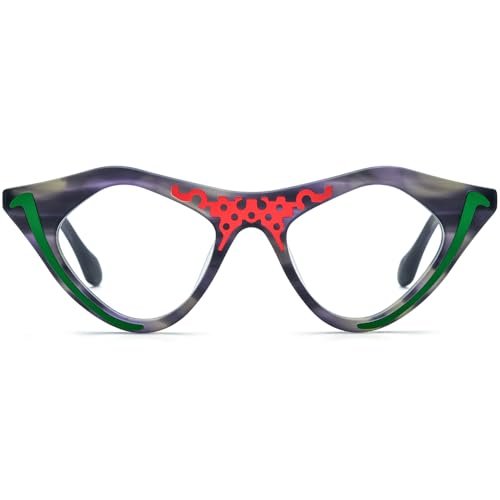 Image of HEPIDEM Multicolor Acetate Glasses Frame Women Cat Eye Eyeglasses Men Optical Spectacles 9291