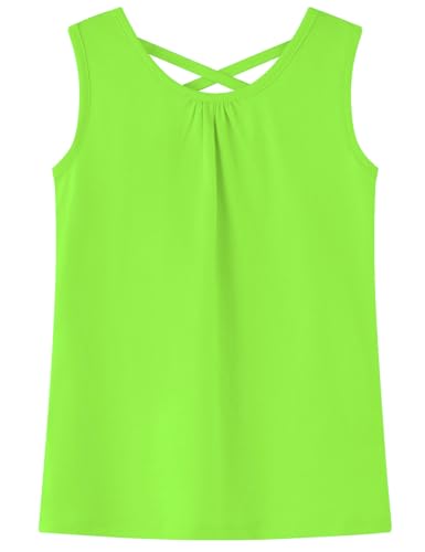 Image of Noomelfish Girls Criss Cross Back Tank Tops Soft Jersey Cotton Sleeveless Shirts (3-12 Years)