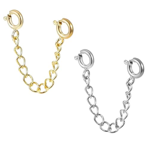 2-Piece Jewelry Safety Chain Extender for Secure Bracelet and Necklace Wear Prevents Loss and Tangling