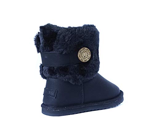 Image of REDVOLUTION Kids Boots Toddler Girls Cute 2 Buttons || Rhinestone Faux Fur Suede Knitting Shoe