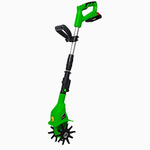Cultivador de tierra, motocultor eléctrico para jardinería, profundidad de labranza de 25 cm, ancho de tierra cultivada de 10 cm, motocultor inalámbrico a batería de 200 mAh, para cultivo de