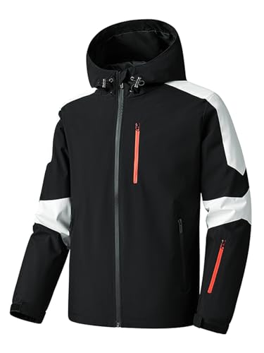 Jaqueta masculina softshell impermeável, leve, quente, para caminhadas, viagens, esqui, corta-vento, Preto, G