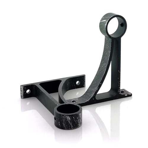 GIRASOLE HOME® Soporte triangular para barra de cortina de 2 piezas, soporte de pared de techo de aluminio resistente para barras de diámetro de 18-20 mm (triangular de 90 mm, negro y plata)