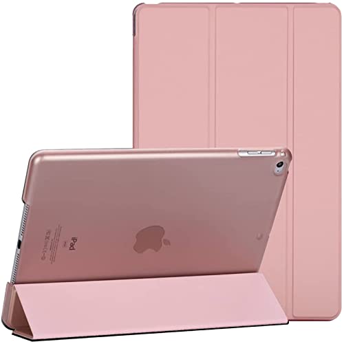 Smart Case for iPad 9.7-Inch Air 1 1st Gen (2013), iPad Air 2 2nd Gen (2014), iPad 5th Gen (2017) iPad 6th Gen (2018) With Auto Sleep/Wake, Magnetic Lightweight Protective Tablet Cover (Rose Pink)
