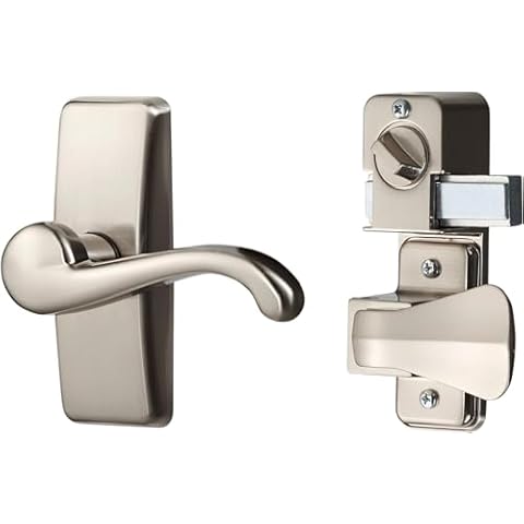 Ideal Security Door Lever with Deadbolt Lock for Storm and Screen Doors, Satin Nickel (2-Piece Set) Cover