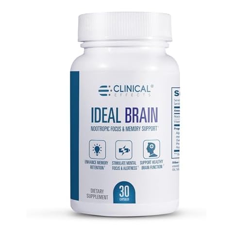 Clinical Effects Ideal Brain - Dietary Supplement for Nootropic Focus and Memory Support - 30 Capsules - B Vitamins, GABA, Alpha-GPC - Helps Support Mental Focus, and Optimal Brain Function Cover
