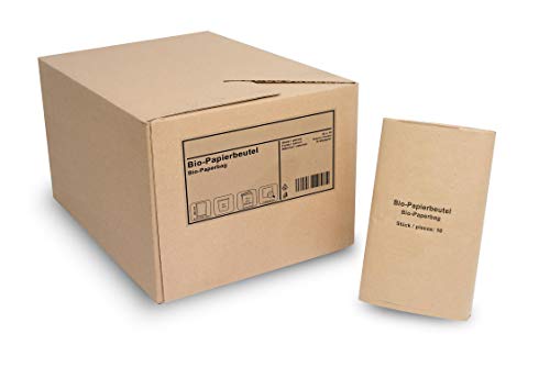 Hypafol Bio Papier Müllbeutel 300 Stück | abbaubare braune Biomüllbeutel für kompostierbare & biologische Abfälle und mehr | ohne Plastik | 1-lagig, Tüten mit 10 L Fassungsvermögen | 200x160x360 mm