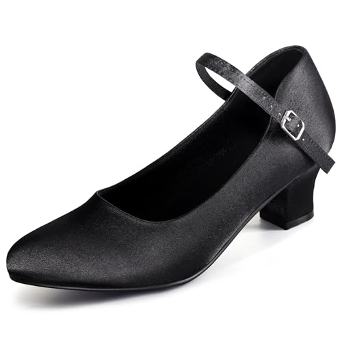 Linodes Ankle Strap Character Shoe Stain Upper 2'' Ballroom Dance Shoes for Women