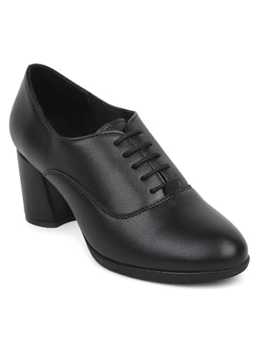Image of ELLE Women's Classic Block Heel Pumps with lace-up