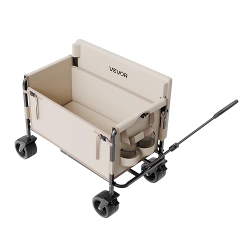 9. Bild von VEVOR Zusammenklappbarer Wagen, 250 kg Traglast und 220 l, 2-in-1 Faltbarer Wagenwagen, verwandelt Sich in eine Bank, Mehrzweckwagen mit verstellbarem Griff, Outdoor-Wagen für Lebensmitteleinkäufe