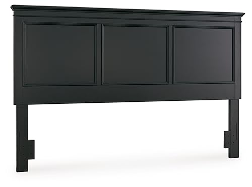Image of Signature Design by Ashley Lanolee King /Cal King Headboard, Black | Solid hardwood and birch veneer, Bed frame mount, Modern farmhouse style, Master bedroom use, Black painted finish